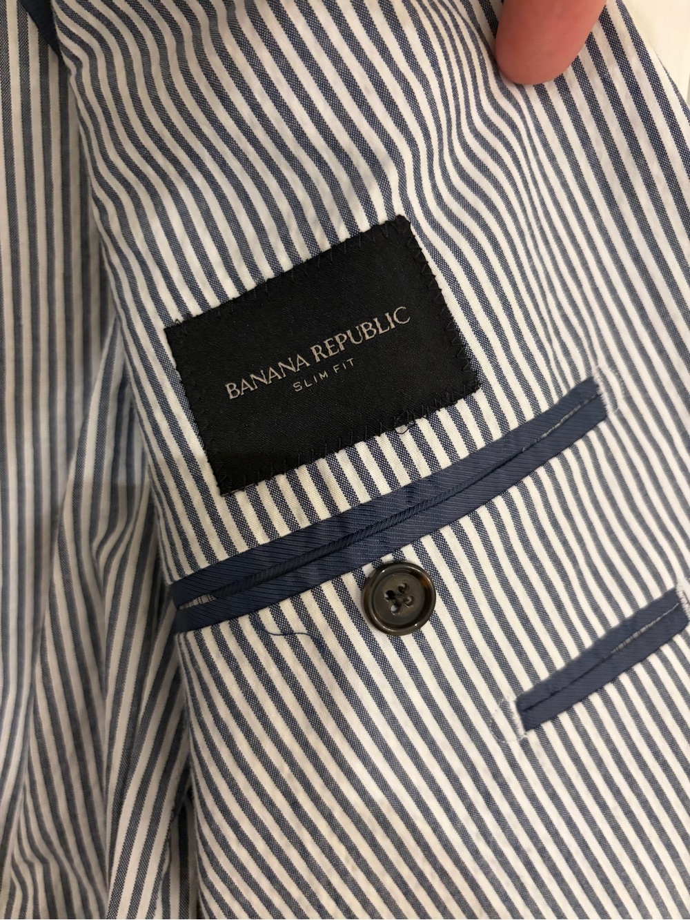 Banana Republic Slim Fit Seersucker Blazer 40R Blue Cotton Sport Coat - Picture 4 of 7